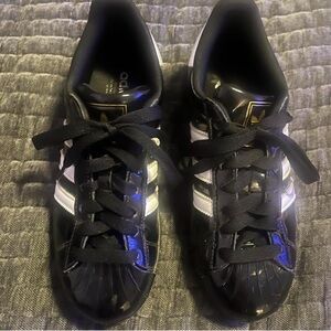 Adidas Glossy Black and White Sneakers